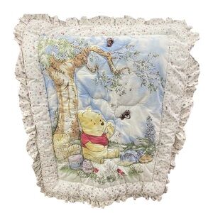 Vintage Winnie The Pooh Baby Blanket Classic Pooh Ruffled Crib Blanket Floral